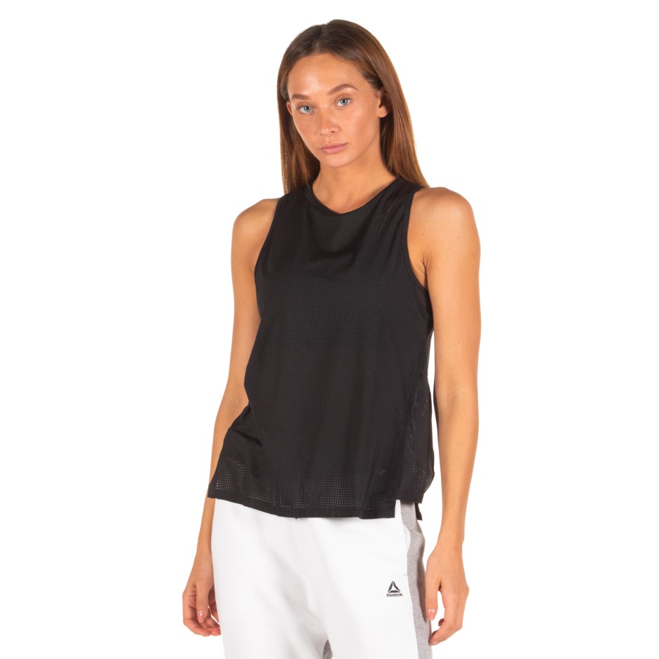 Reebok PERFORATED PERFORMANCE TANK TOP DY8168 Μαύρο