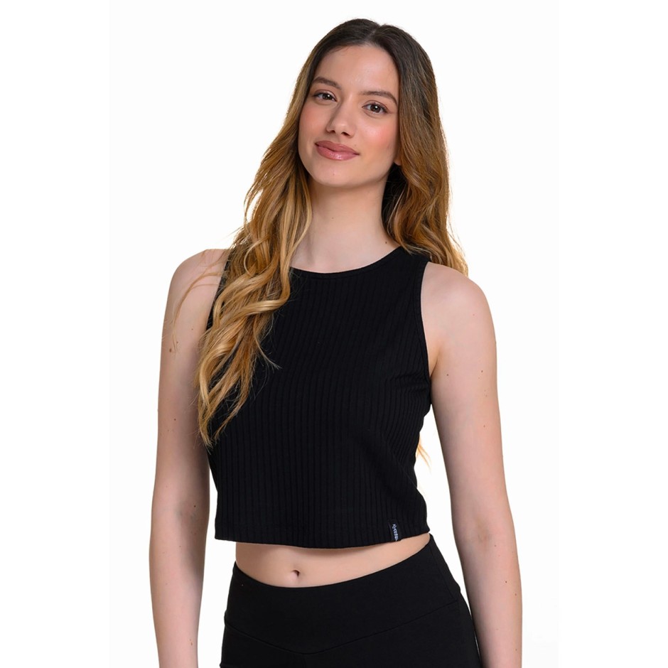 Γυναικεία Αμάνικη Μπλούζα Μαύρη - Target Rib Viscose
