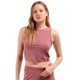 Γυναικεία Αμάνικη Μπλούζα Ροζ - Target Rib Viscose Εικόνα 