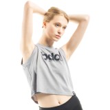 Body Action Γκρί - Γυναικεία Αμάνικη Μπλούζα Crop 