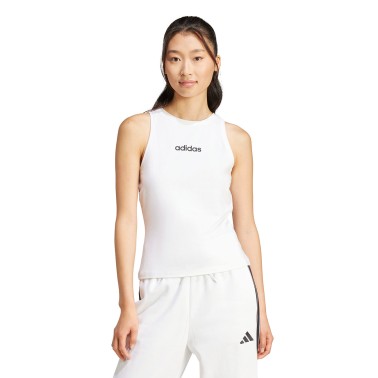 Γυναικεία Αμάνικη Μπλούζα Λευκή - adidas Sportswear Essentials Linear Slim Cotton