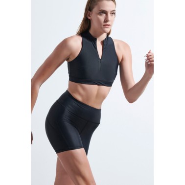 BAYA CROPPED TOPPED ZIPPER UV50 PROTECT 74494-BLACK Black