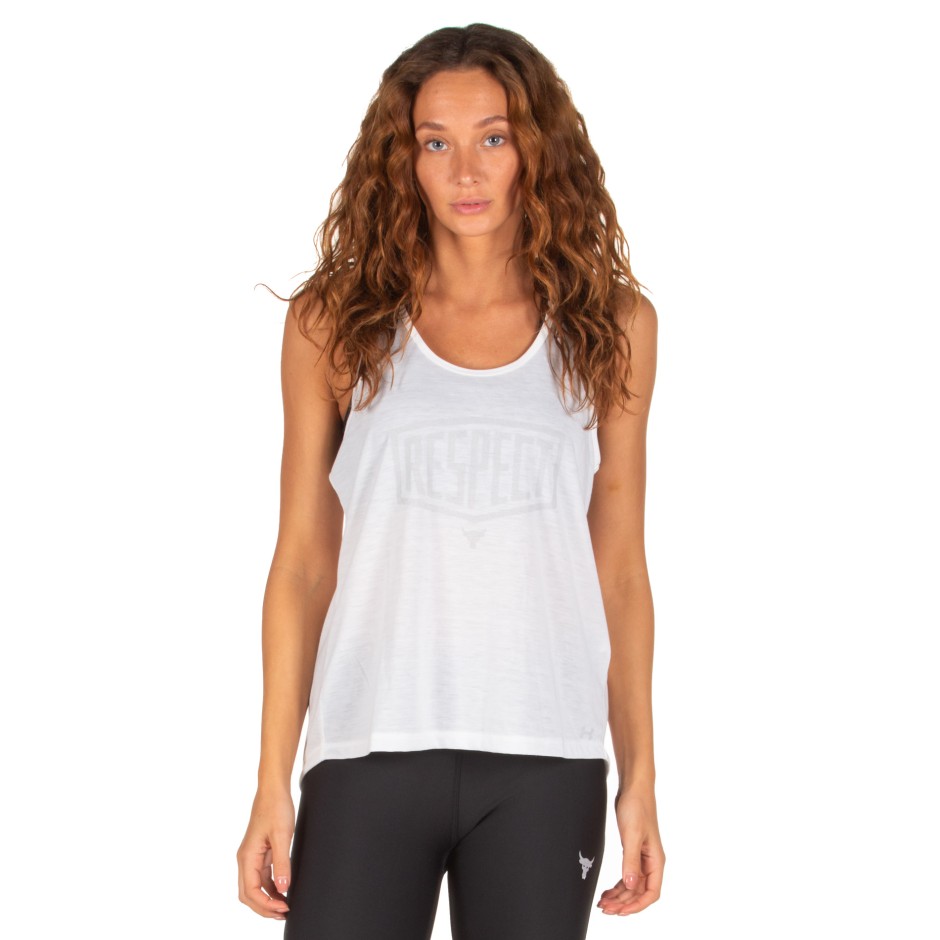 UNDER ARMOUR PROJECT ROCK WHISPERLIGHT TIE BACK WOMEN'S TANK TOP 1346824-100 White