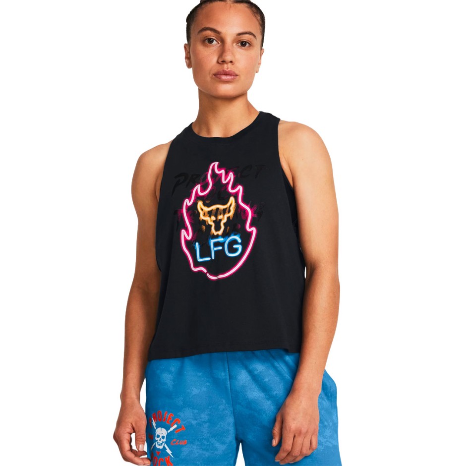 UNDER ARMOUR PJT RCK W NEON FLAME TANK 1384505-001 Black