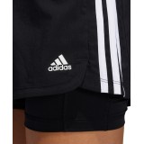 adidas Performance PACER 3-STRIPES WOVEN TWO-IN-ONE SHORTS GL7686 Black Image 1