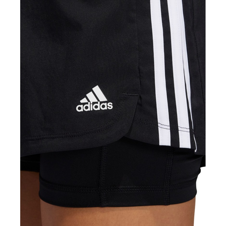 adidas Performance PACER 3-STRIPES WOVEN TWO-IN-ONE SHORTS GL7686 Μαύρο