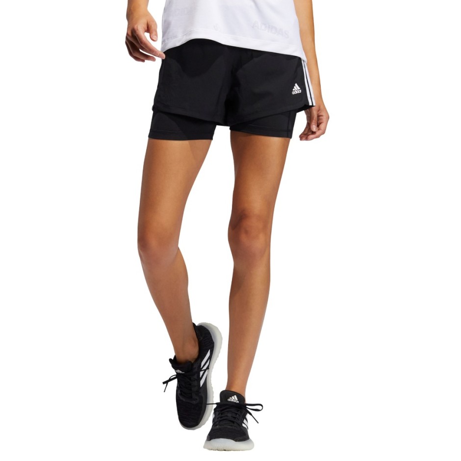 adidas Performance PACER 3-STRIPES WOVEN TWO-IN-ONE SHORTS GL7686 Μαύρο