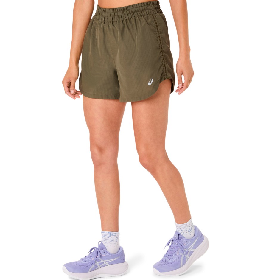 Γυναικείο Σορτς για Τρέξιμο Λαδί - ASICS NAGINO RUN ADJUSTABLE 4IN