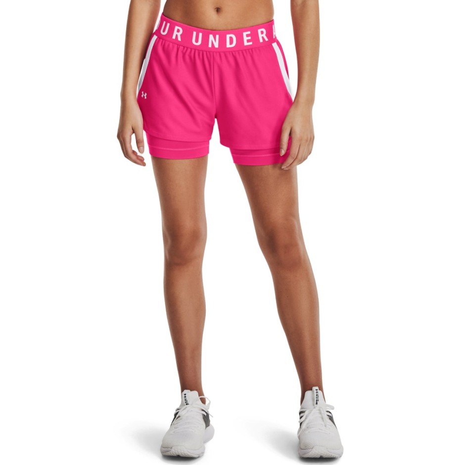 UNDER ARMOUR WOMEN'S PLAY UP 2-IN-1 SHORTS 1351981-653 Fuchsia