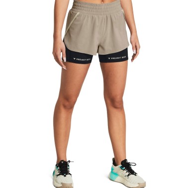 Γυναικείο Σορτς Προπόνησης Μπεζ - Under Armour Project Rock Flex Woven Leg Day