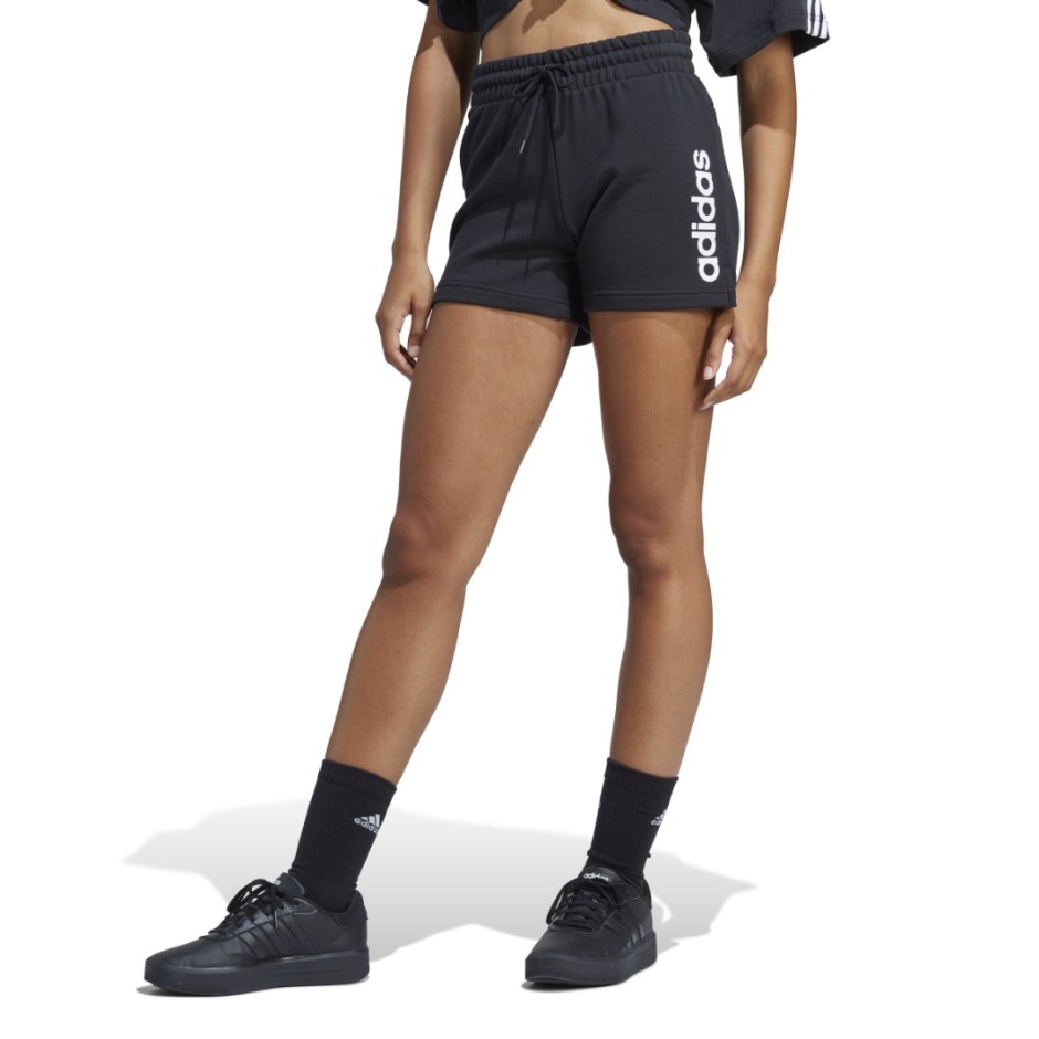 adidas Performance ESSENTIALS LINEAR FRENCH TERRY SHORTS Μαύρο