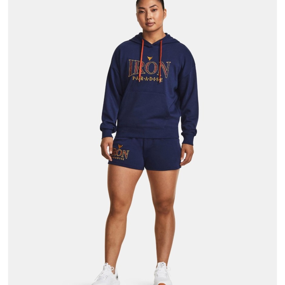 Under Armour Project Rock Everyday Terry Μπλε - Γυναικείο Σορτς Προπόνησης