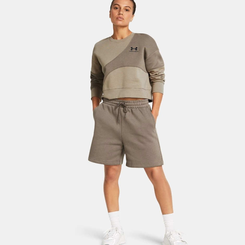 Under Armour Icon Fleece Boyfriend Μπεζ - Γυναικεία Βερμούδα