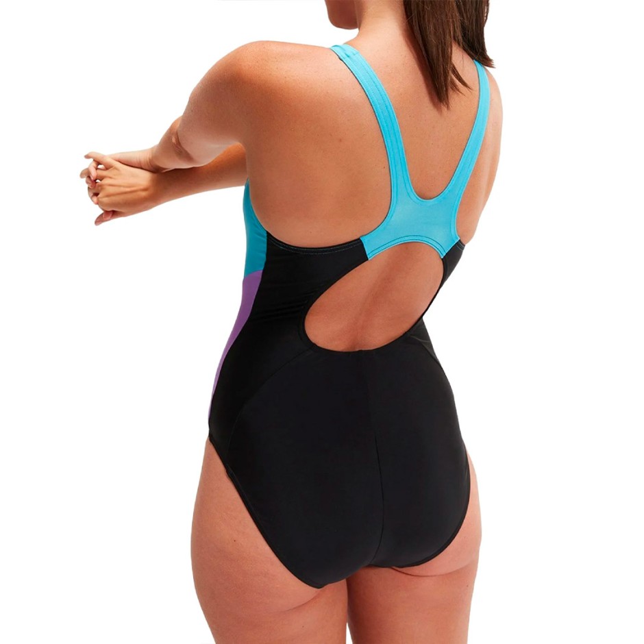 SPEEDO WOMENS COLOURBLOCK SPLICE MUSCLEBACK 8-00370916661 Black