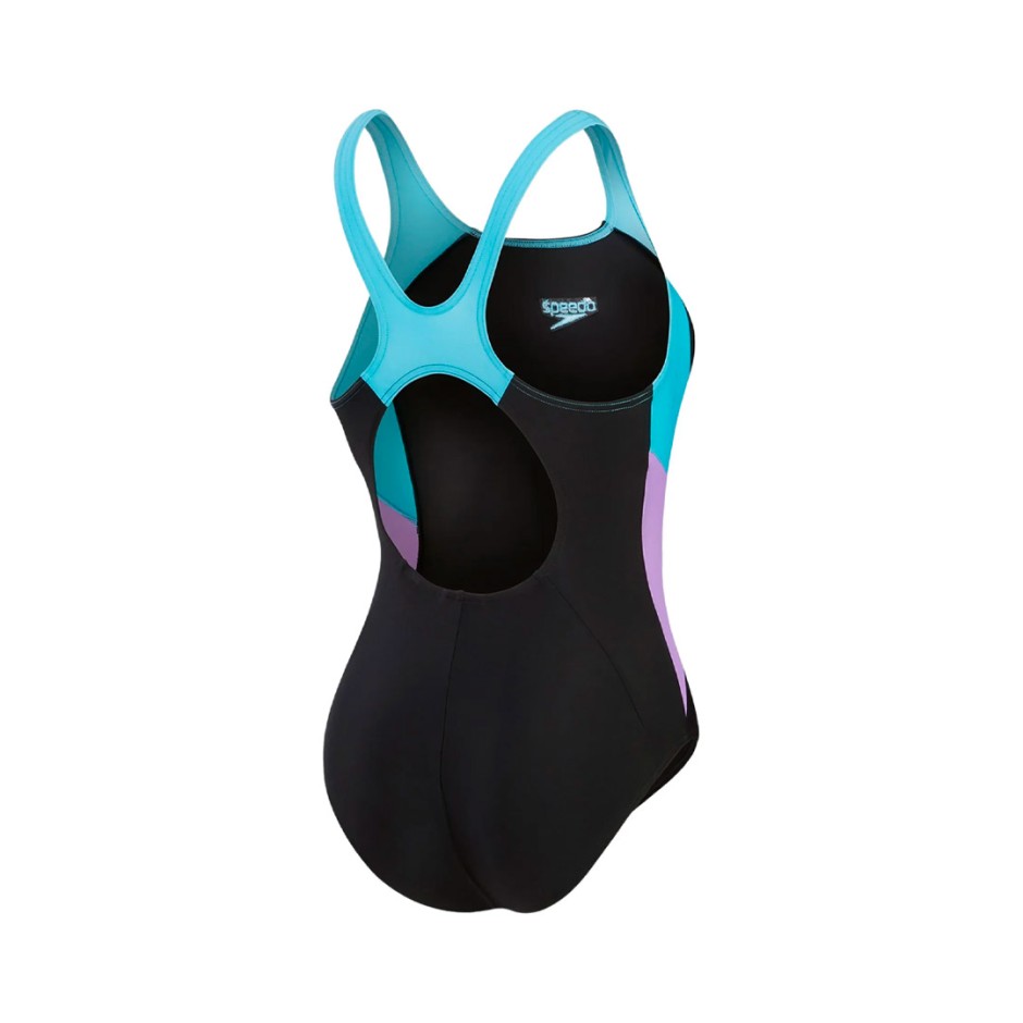 SPEEDO WOMENS COLOURBLOCK SPLICE MUSCLEBACK 8-00370916661 Black
