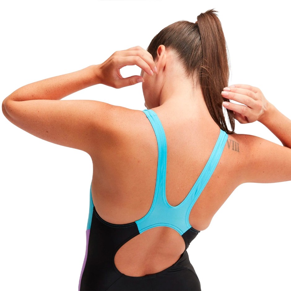 SPEEDO WOMENS COLOURBLOCK SPLICE MUSCLEBACK 8-00370916661 Black