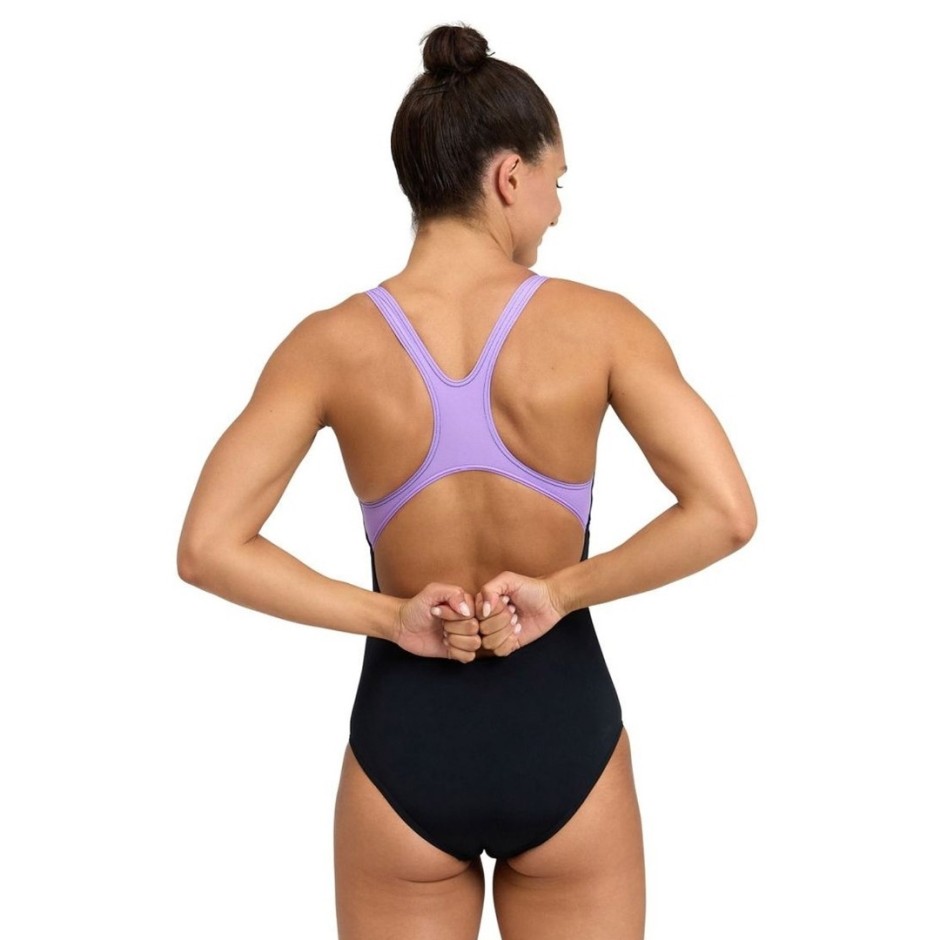 ARENA WOMEN'S SWIMSUIT SWIM PRO BACK GRAPHIC PRINT LOGO Μαύρο 