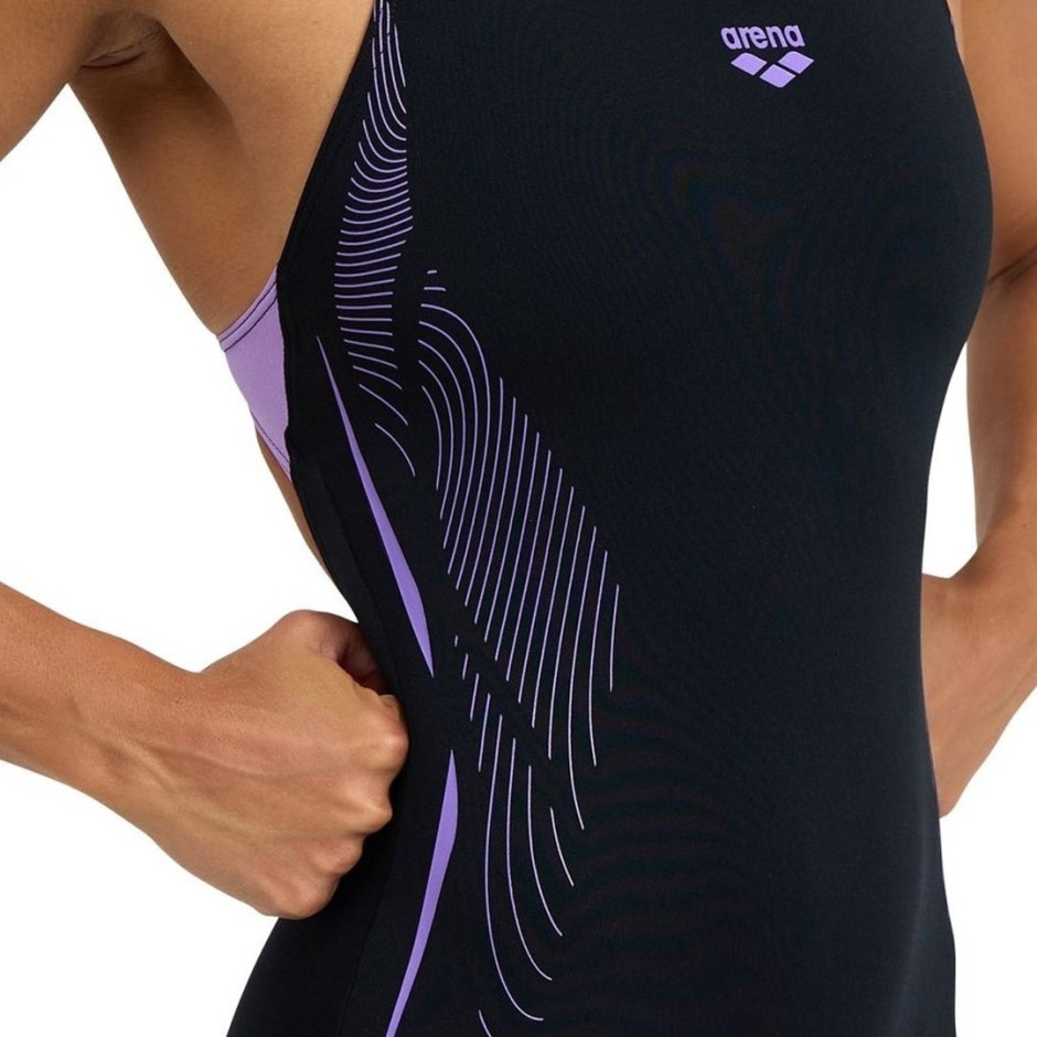 ARENA WOMEN'S SWIMSUIT SWIM PRO BACK GRAPHIC PRINT LOGO Μαύρο 
