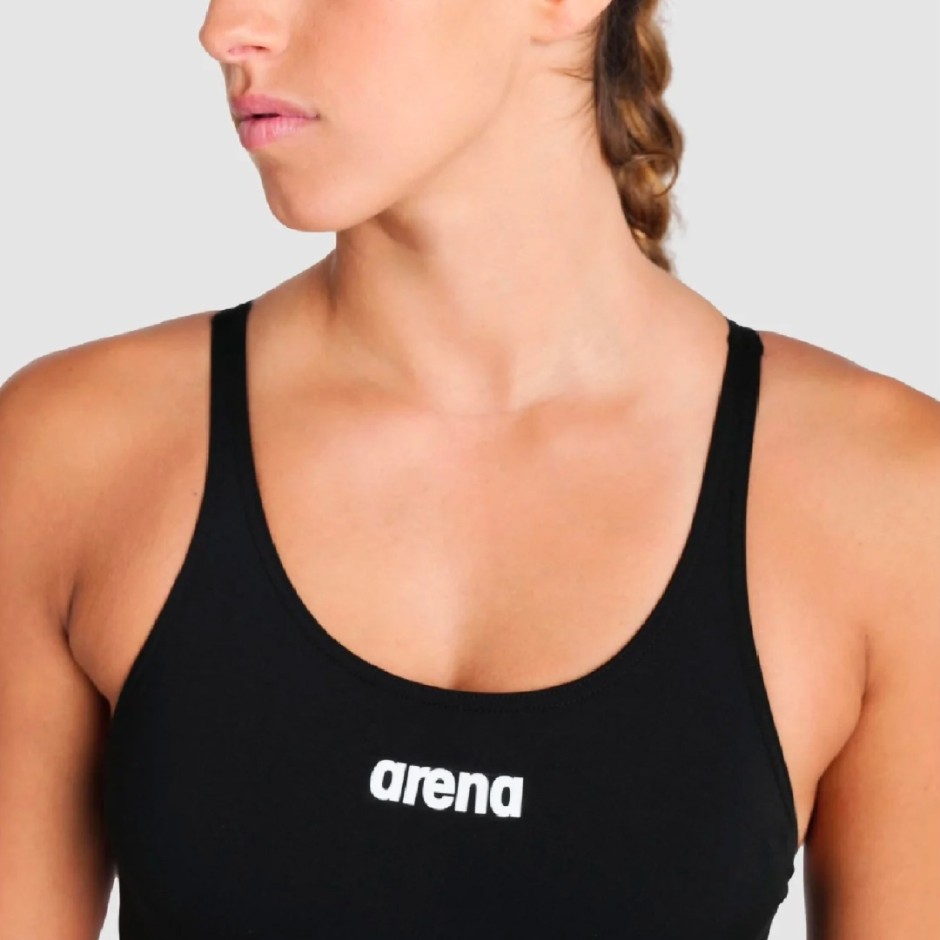 Arena Team Swim Tech Solid Μαύρο - Γυναικείο Ολόσωμο Μαγιό 