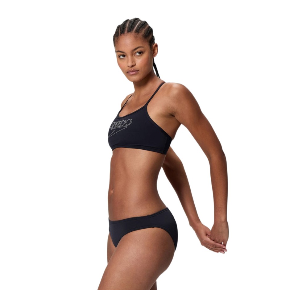 Women's Bikini Swimsuit Black - Speedo Endurance+ Logo Thinstrap