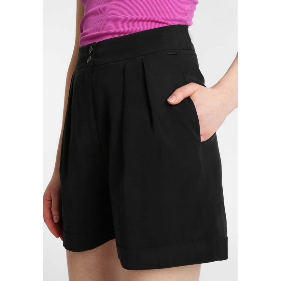 FUNKY BUDDHA HIGH RISE SHORTS FBL110-03119-BLACK Μαύρο