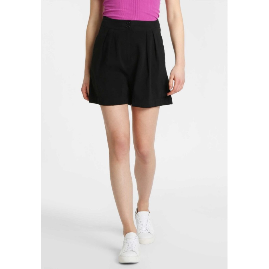 FUNKY BUDDHA HIGH RISE SHORTS FBL110-03119-BLACK Μαύρο