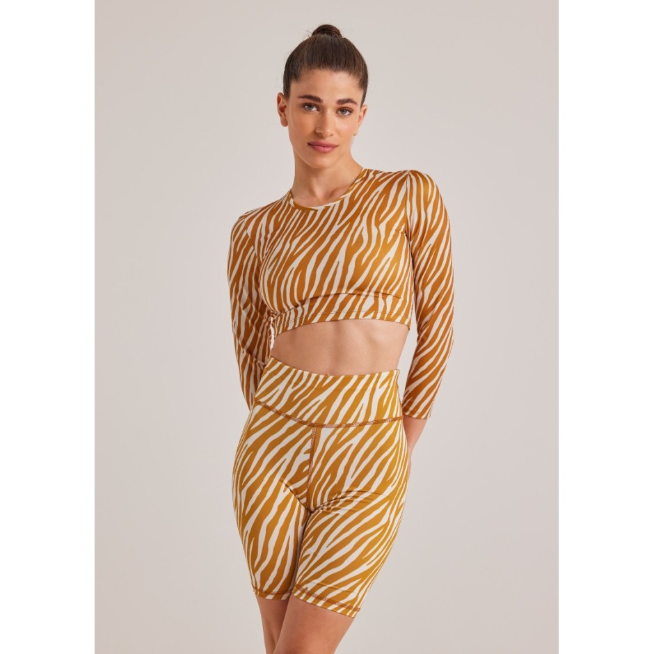 BAYA BIKER LEGGING ZEBRA PRINT 4332B-BROWN Καφέ