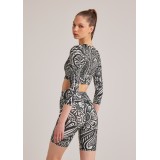 BAYA BIKER LEGGING ETHNIC PRINT 4322B-BLACK Black Image 