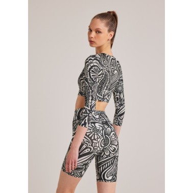BAYA BIKER LEGGING ETHNIC PRINT 4322B-BLACK Μαύρο