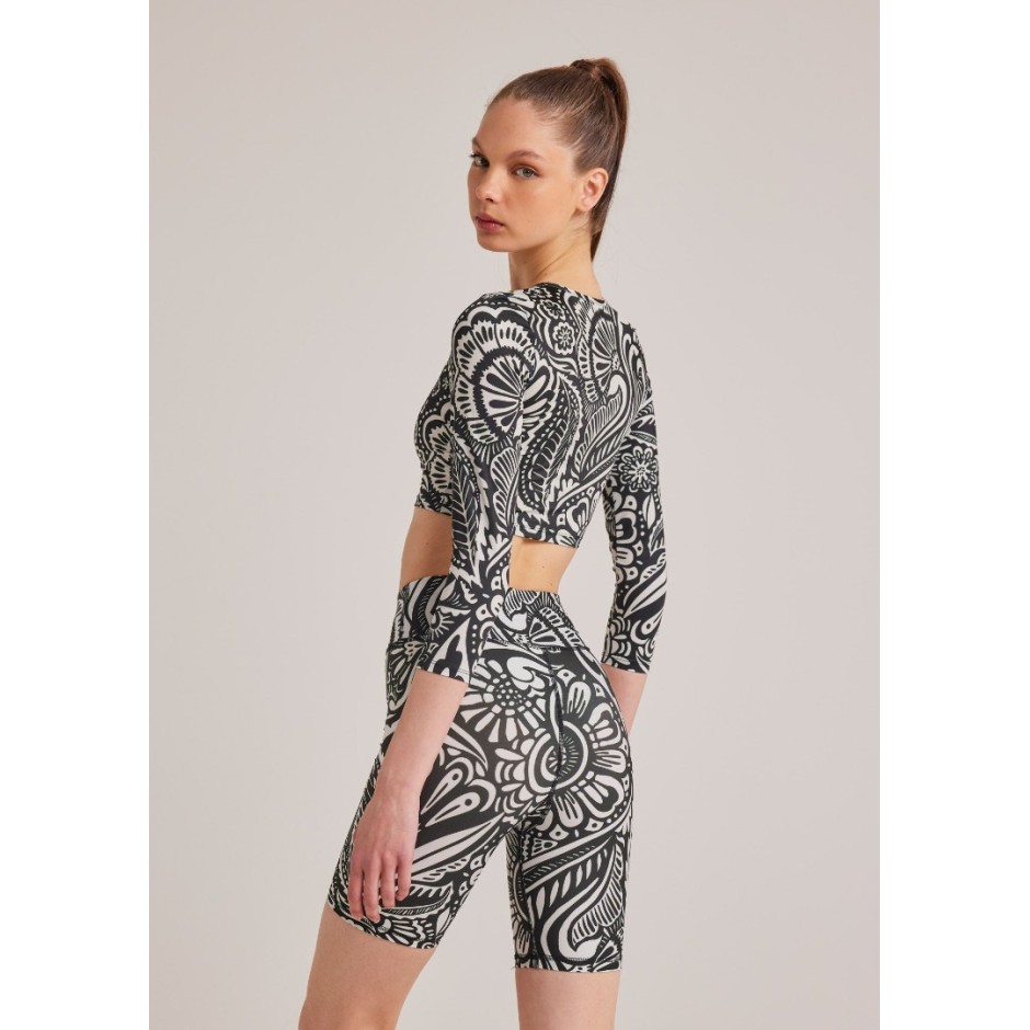 BAYA BIKER LEGGING ETHNIC PRINT 4322B-BLACK Black