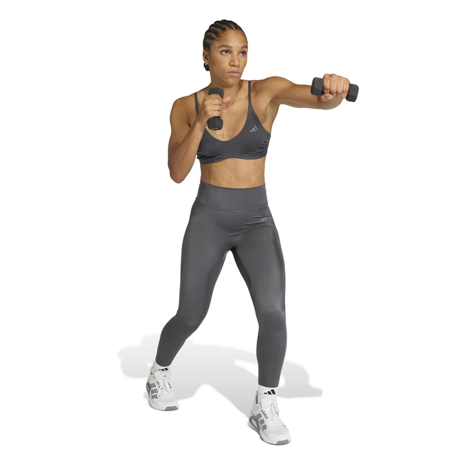 Γυναικείο Κολάν Προπόνησης Ανθρακί - adidas Performance Optime Essentials Workout Shine 7/8