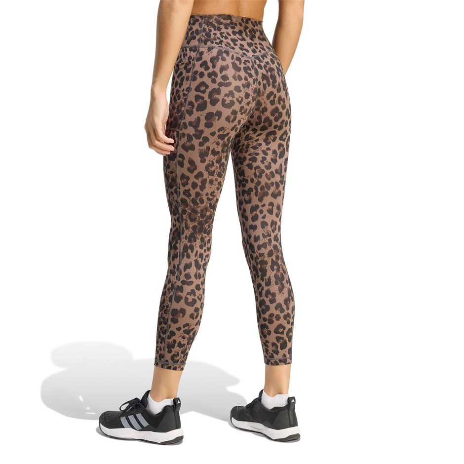 Women's Training Leggings Grey - adidas Performance Optime Essentials 3-Stripes Leopard 7/8