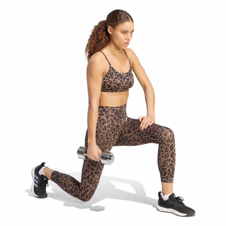 Women's Training Leggings Grey - adidas Performance Optime Essentials 3-Stripes Leopard 7/8