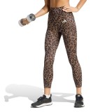 Women's Training Leggings Grey - adidas Performance Optime Essentials 3-Stripes Leopard 7/8 Image 
