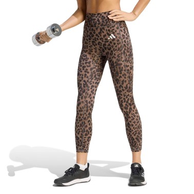 Women's Training Leggings Grey - adidas Performance Optime Essentials 3-Stripes Leopard 7/8