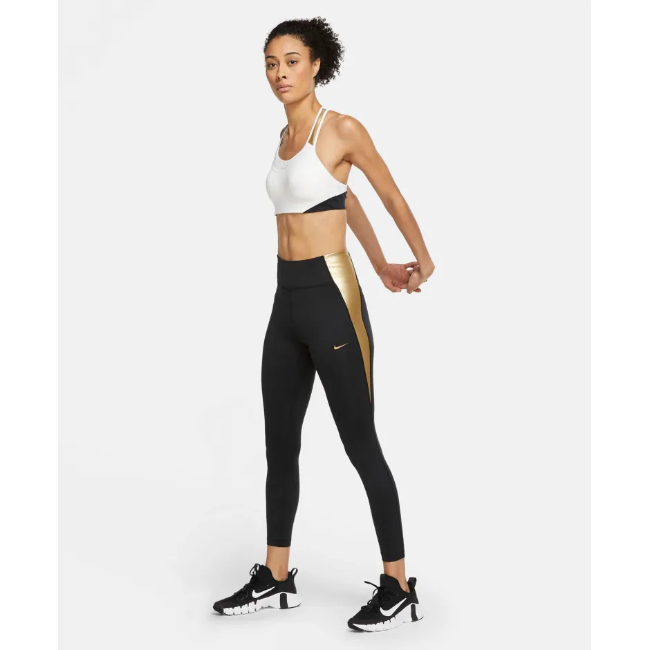 Nike Training one tight leggings in black and gold