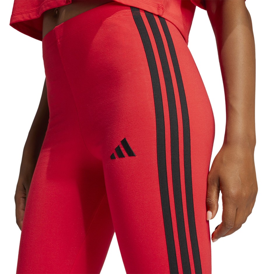 Γυναικείο Κολάν Κόκκινο - adidas Sportswear Essentials 3-Stripes Cotton