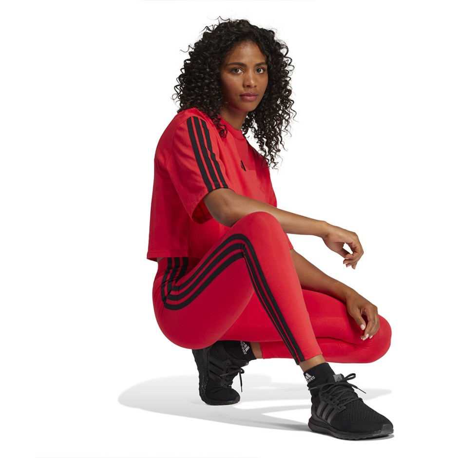 Γυναικείο Κολάν Κόκκινο - adidas Sportswear Essentials 3-Stripes Cotton
