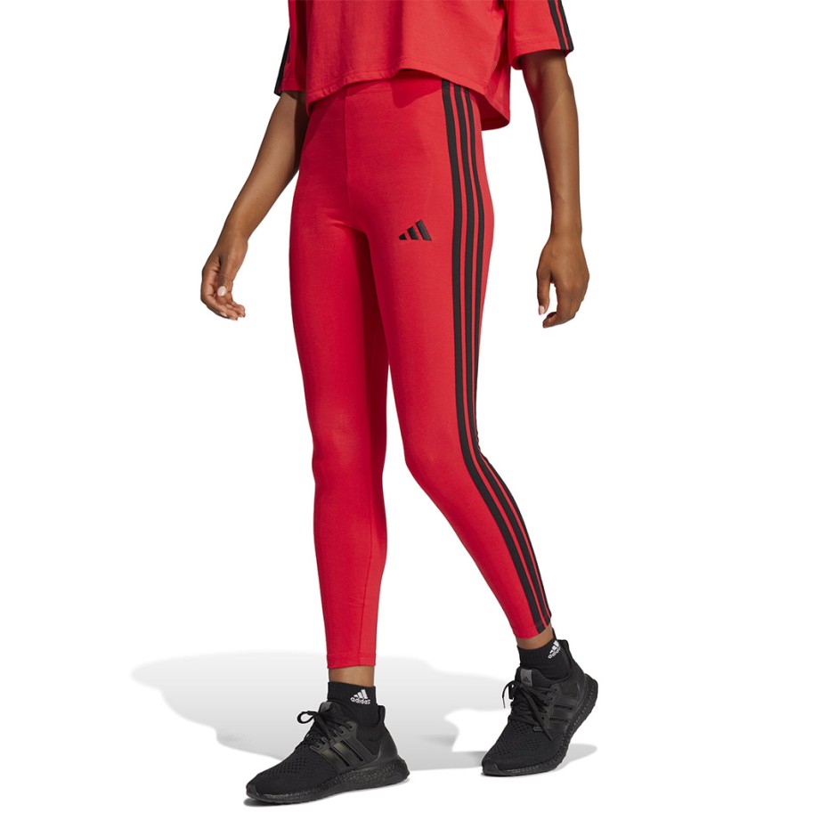 Γυναικείο Κολάν Κόκκινο - adidas Sportswear Essentials 3-Stripes Cotton