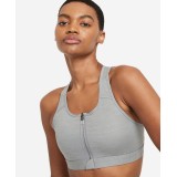 NIKE W NK DF SWSH ZIP FRONT BRA DD1205-073 Grey Image 1