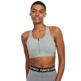 NIKE W NK DF SWSH ZIP FRONT BRA DD1205-073 Grey Image 