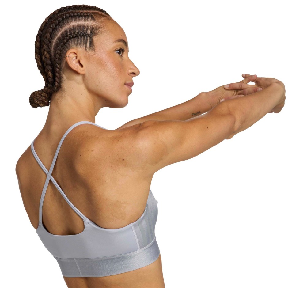Γυναικείο Μπουστάκι Προπόνησης Γκρι - adidas Performance Hyperglam Shine Bralette