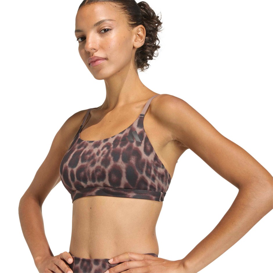 Γυναικείο Μπουστάκι Προπόνησης Καφέ - adidas Performance Optime Essentials Workout Leopard