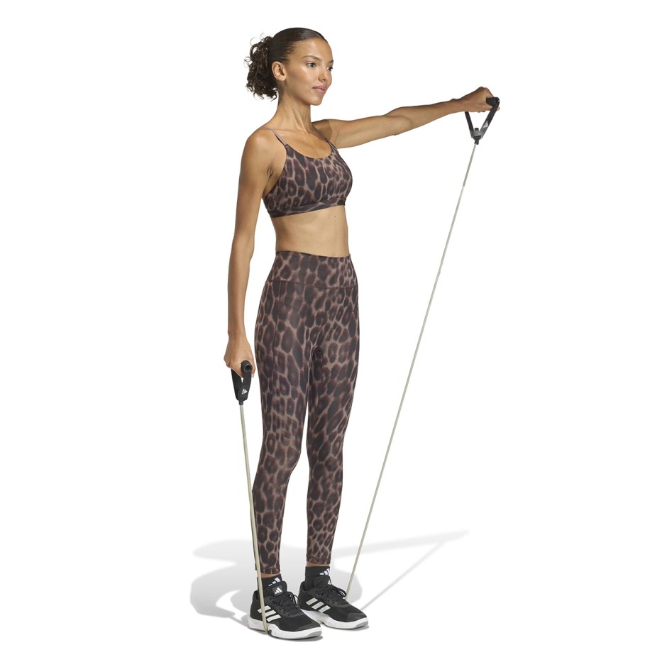 Γυναικείο Μπουστάκι Προπόνησης Καφέ - adidas Performance Optime Essentials Workout Leopard