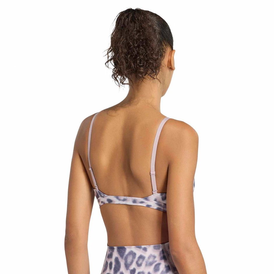 Women's Training Bra Purple - adidas Performance Optime Essentials Workout Leopard