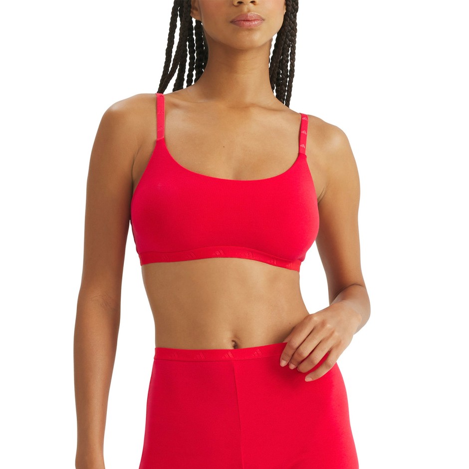 Γυναικείο Μπουστάκι Κόκκινο - adidas Performance Active Essentials Cotton Scoop Bralette