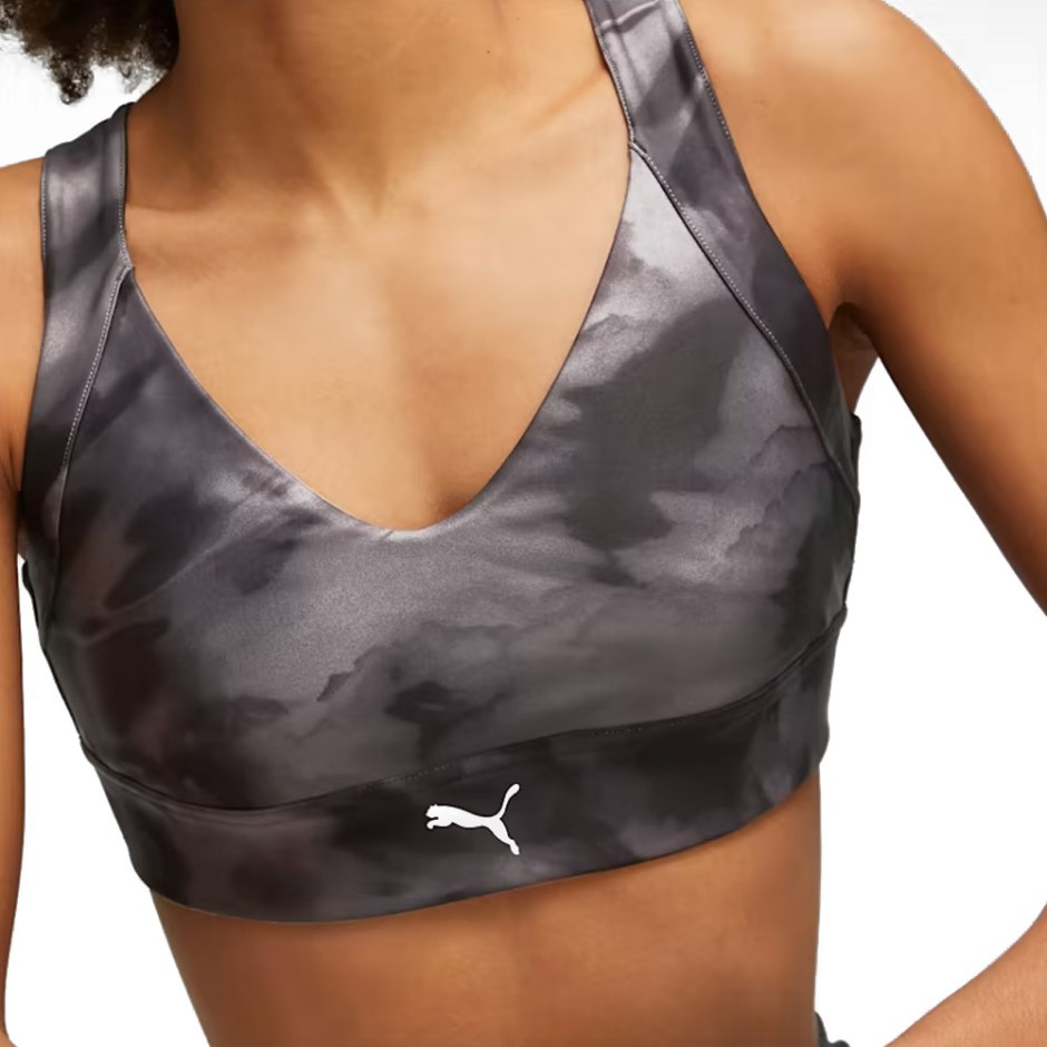 Puma Printed Ultraform Ανθρακί - Γυναικείο Μπουστάκι για Τρέξιμο
