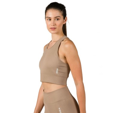 GSA R3 SEAMLESS RIBBED SPORTS BRALETTE TOP Μπέζ