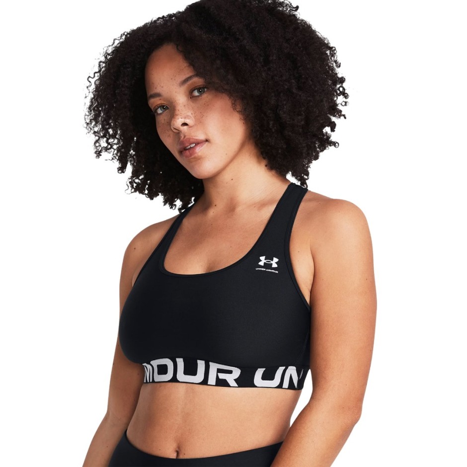 Γυναικείο Μπουστάκι Προπόνησης Μαύρο - Under Armour HeatGear Armour Mid Branded