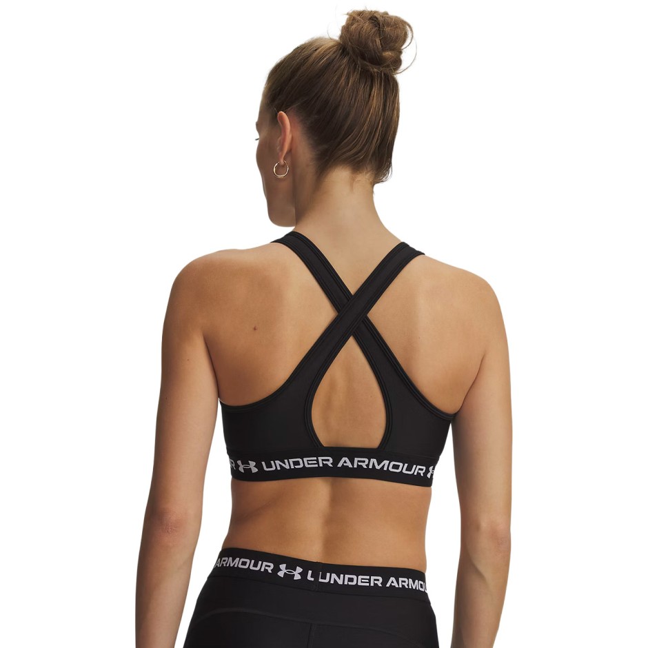 Women's Training Bra Black - Under Armour Mid Crossback 